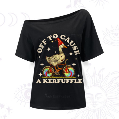 Purplehecate Off to Cause a Kerfuffle Goose One Shoulder T-Shirt