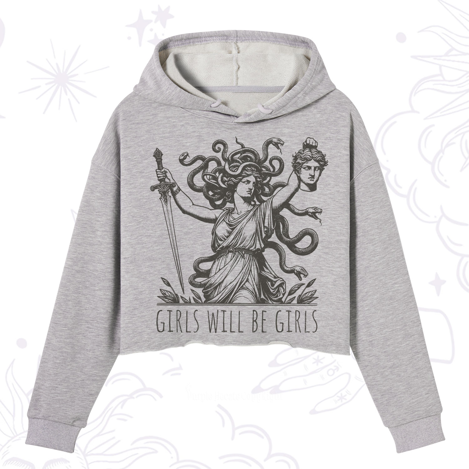 Purplehecate Girls Will Be Girls Medusa Crop Hoodie