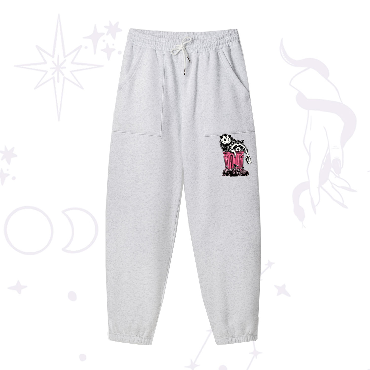 Purplehecate The Team Trash Raccoon & Possum Tarot Fleece Sweatpants