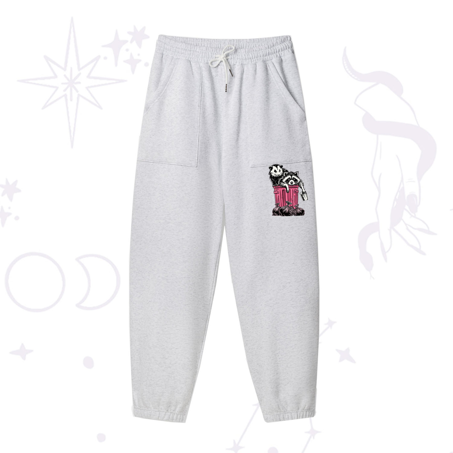 Purplehecate The Team Trash Raccoon & Possum Tarot Fleece Sweatpants