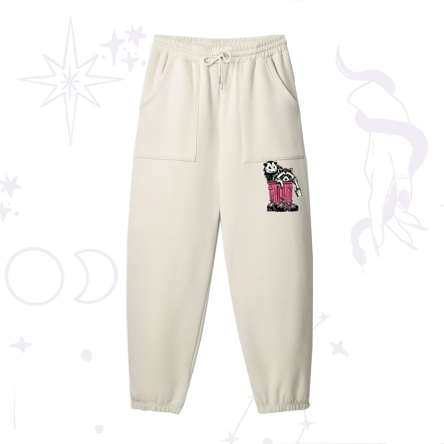 Purplehecate The Team Trash Raccoon & Possum Tarot Fleece Sweatpants