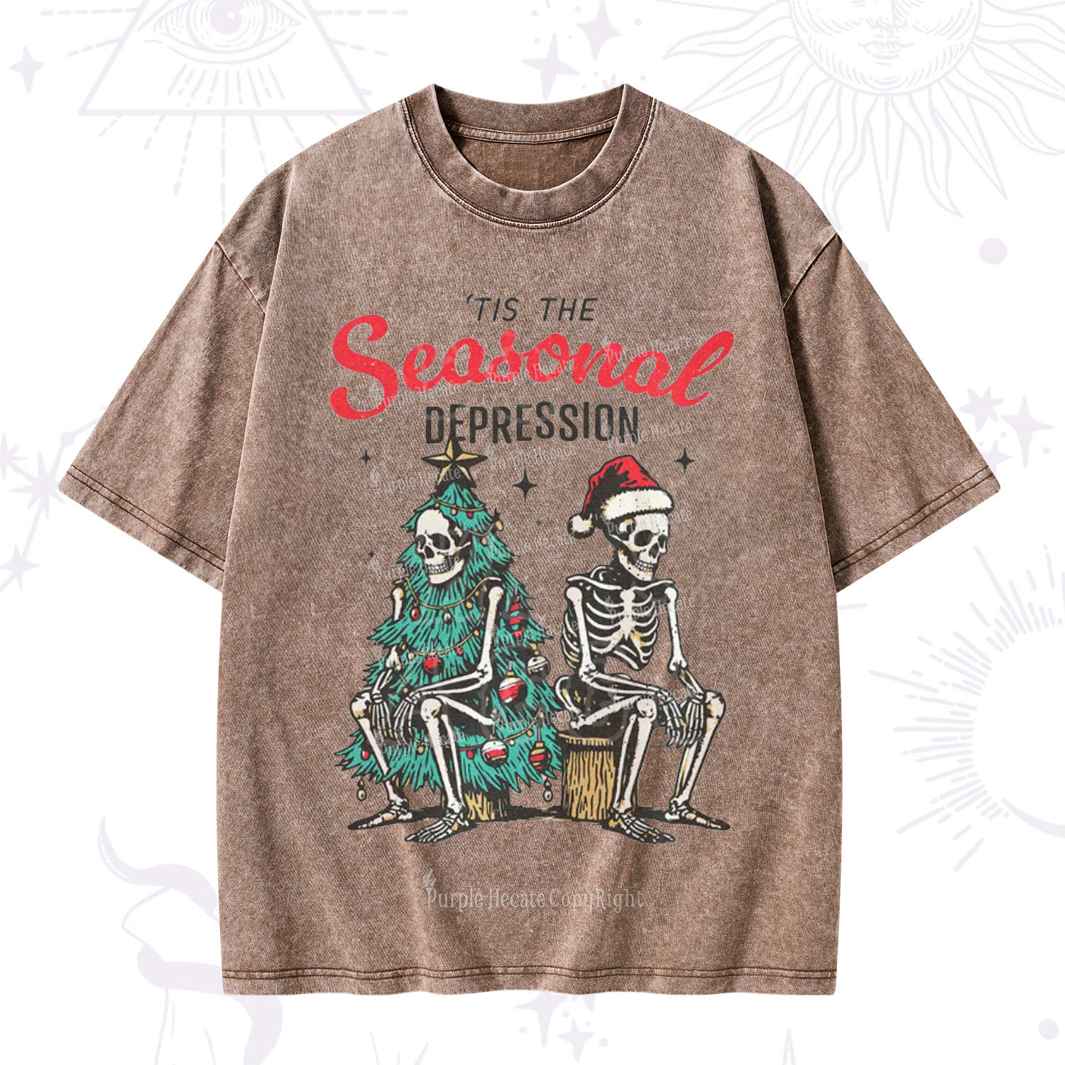 Purplehecate Seasonal Depression Christmas Washed T-Shirt