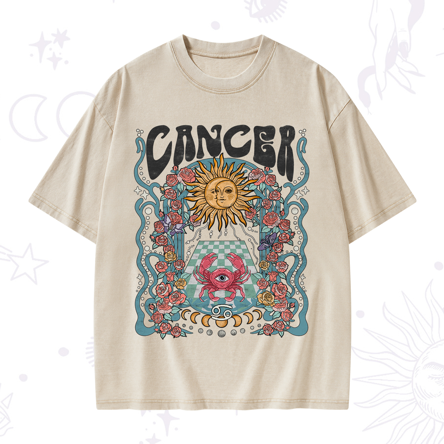 Purplehecate Cancer Spirit Zodiac Washed T-Shirt