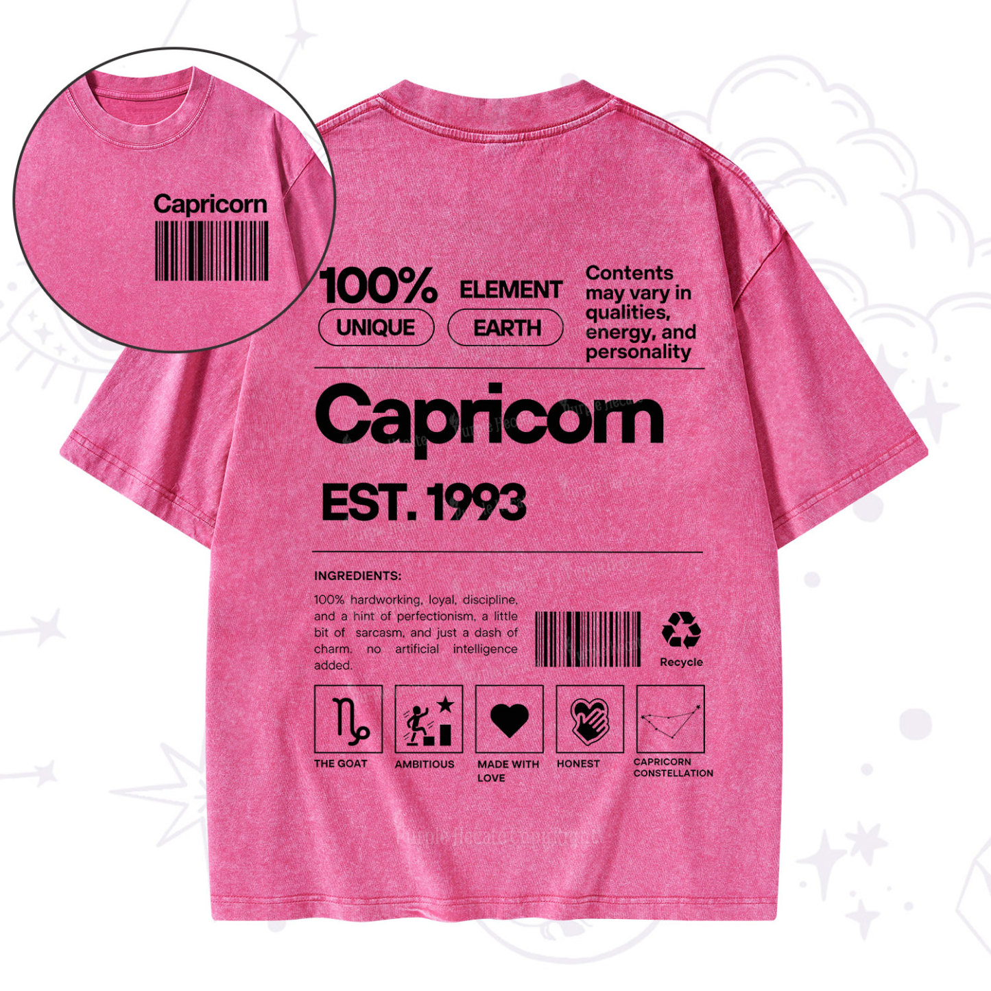 Purplehecate Capricorn Zodiac Washed T-Shirt