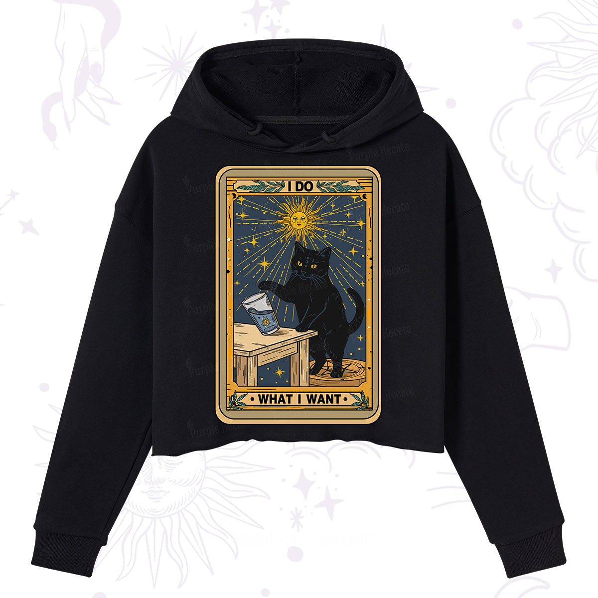 Purplehecate I Do What I Want Cats Crop Hoodie
