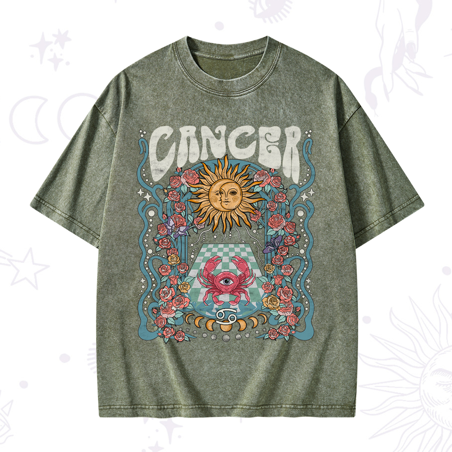 Purplehecate Cancer Spirit Zodiac Washed T-Shirt