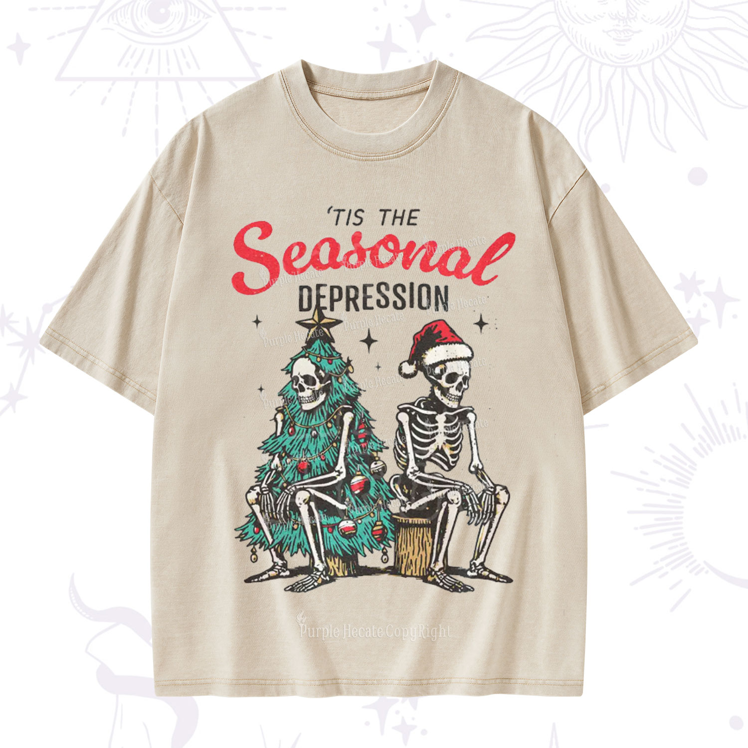 Purplehecate Seasonal Depression Christmas Washed T-Shirt