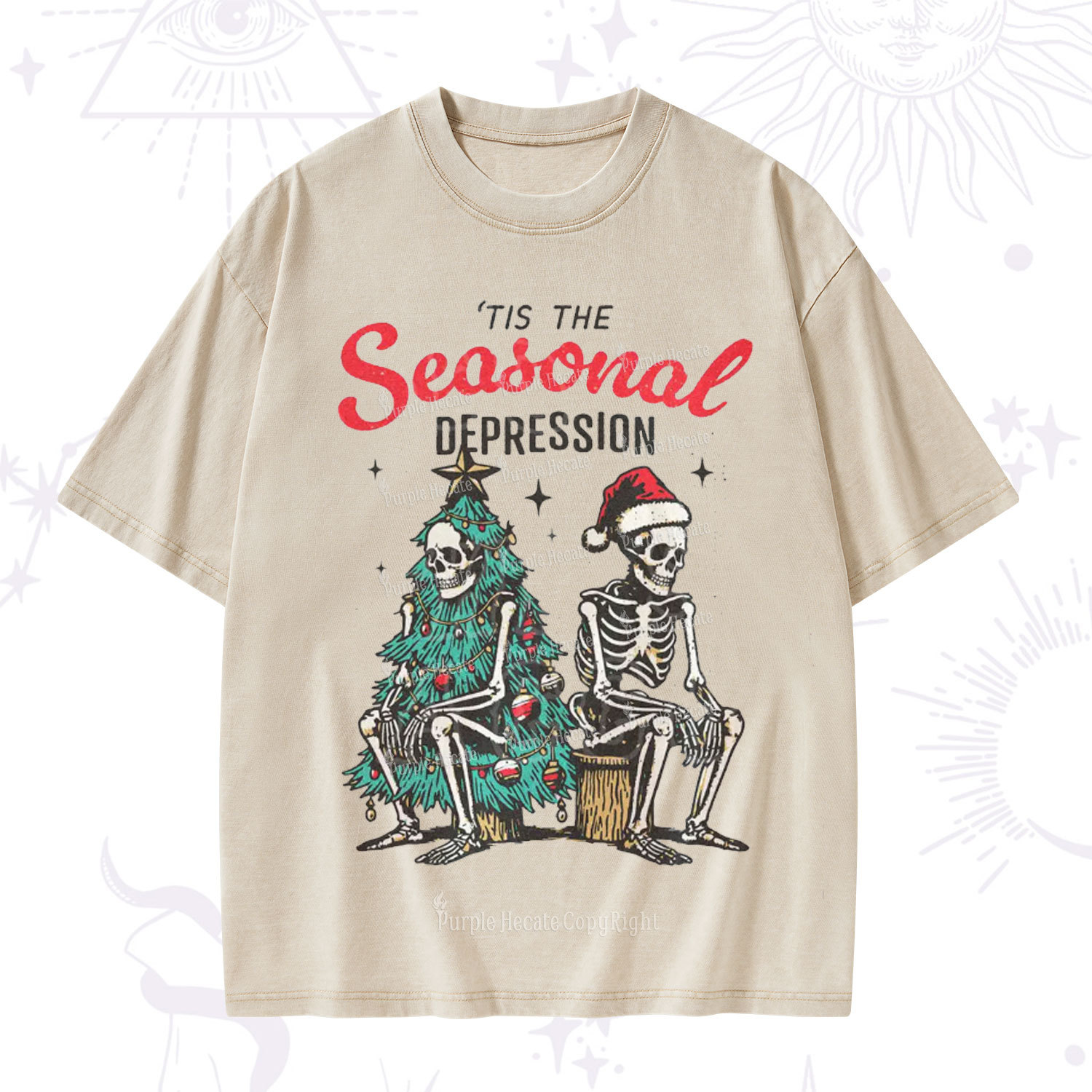 Purplehecate Seasonal Depression Christmas Washed T-Shirt