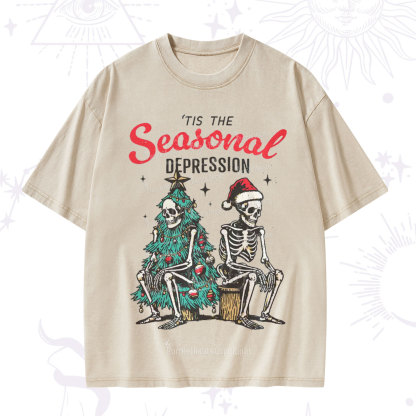 Purplehecate Seasonal Depression Christmas Washed T-Shirt