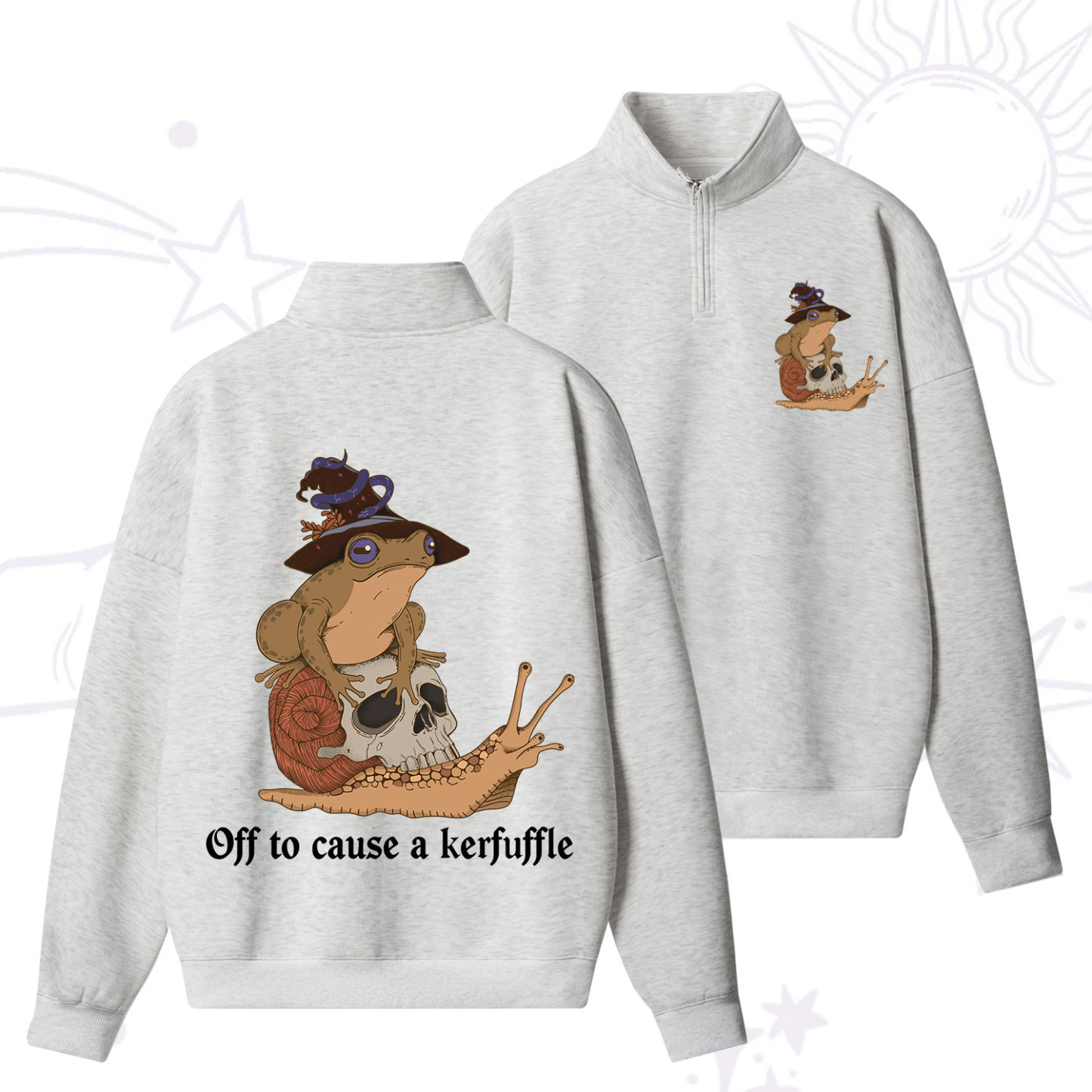 Purplehecate Off To Cause A Kerfuffle Zip Fleece Sweatshirt