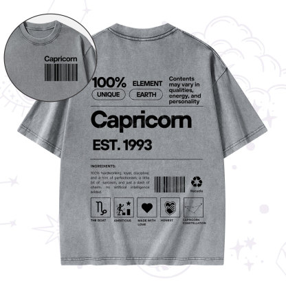 Purplehecate Capricorn Zodiac Washed T-Shirt