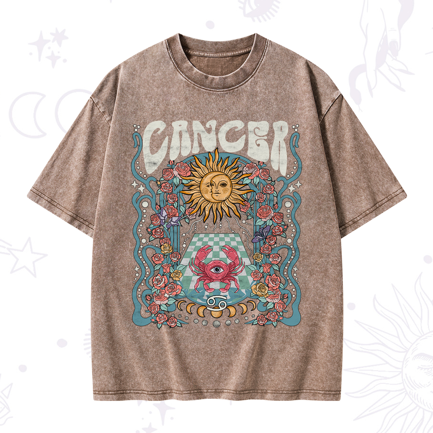 Purplehecate Cancer Spirit Zodiac Washed T-Shirt