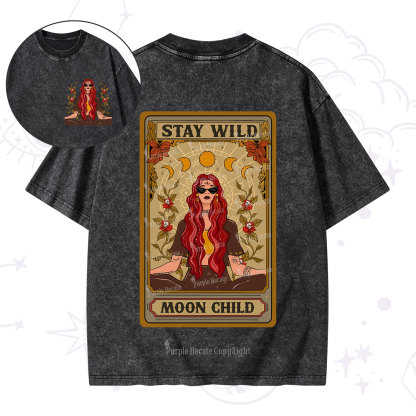 Purplehecate The Stay Wild Moon Child Oracle Card Washed T-Shirt