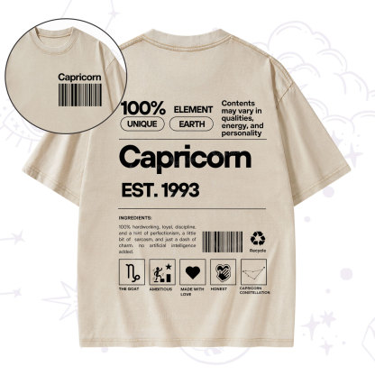 Purplehecate Capricorn Zodiac Washed T-Shirt