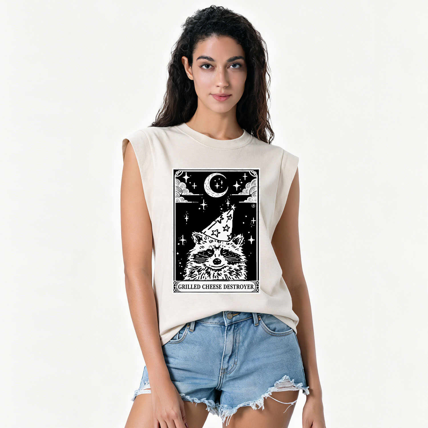 Purplehecate The Grilled Cheese Destroyer Tarot Raccoon Vintage Washed Tank