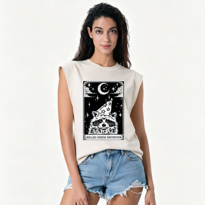 Purplehecate The Grilled Cheese Destroyer Tarot Raccoon Vintage Washed Tank