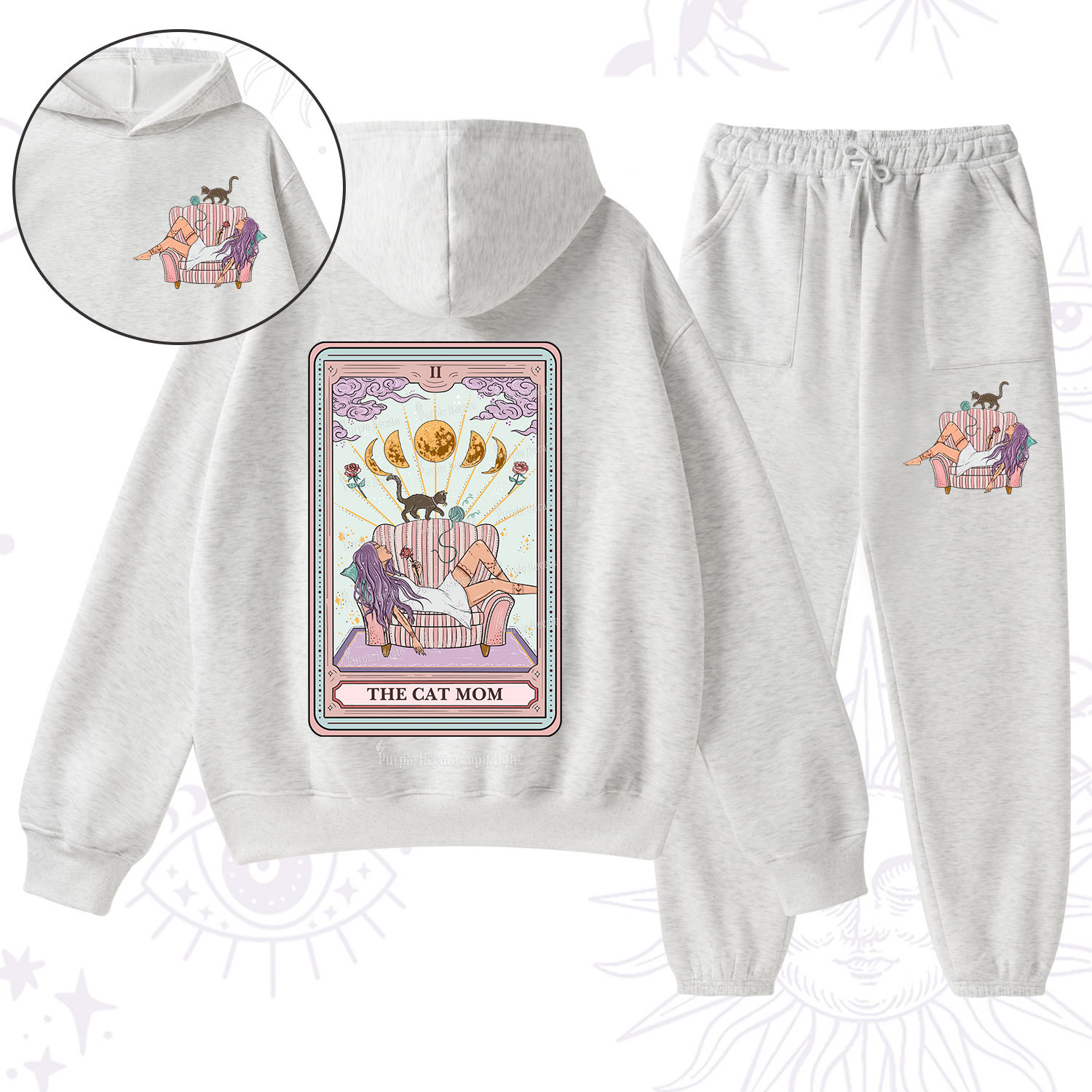 Purplehecate The Cat Mom Tarot Fleece Hoodie Suit