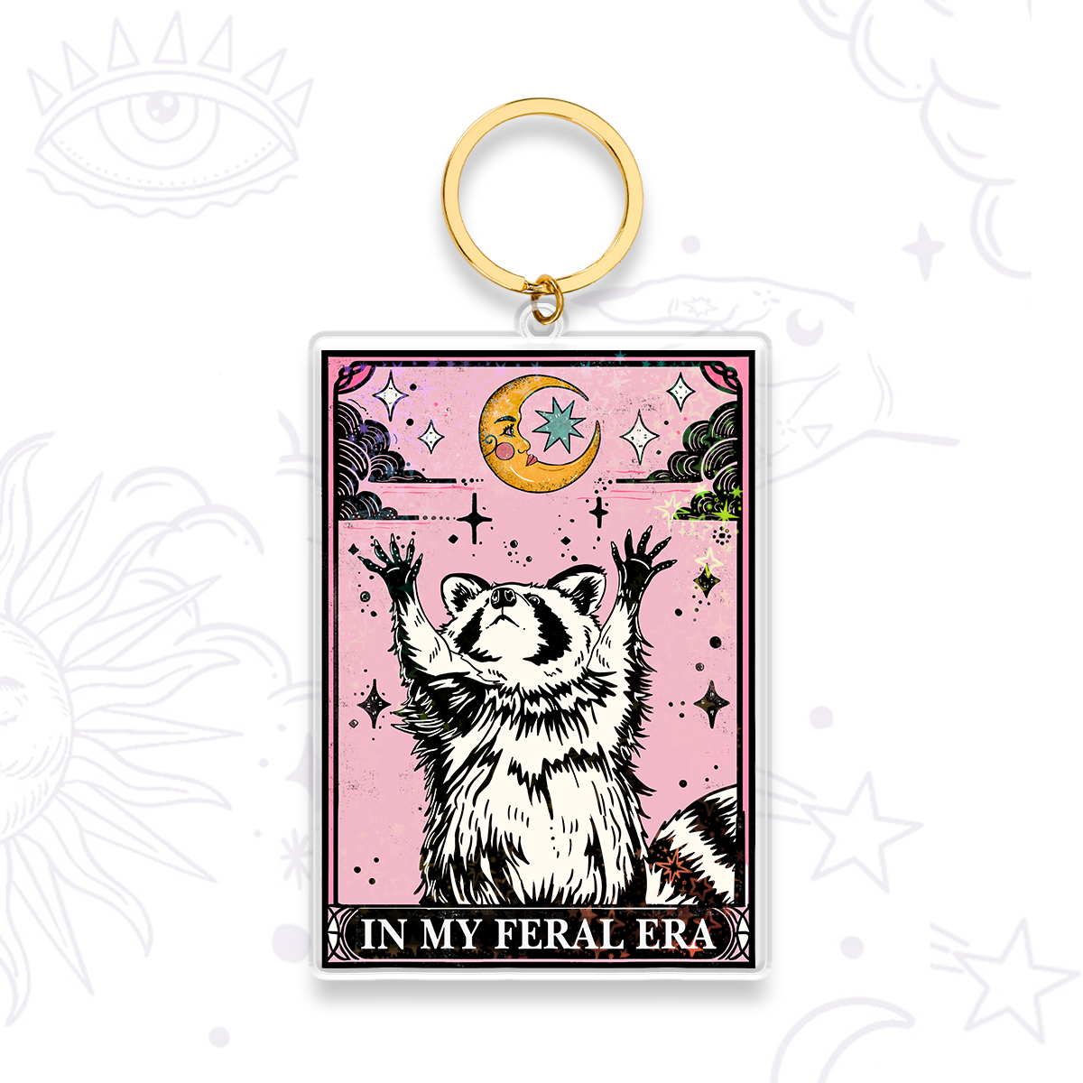 Purplehecate The In My Feral Era Tarot Raccoon Keychain