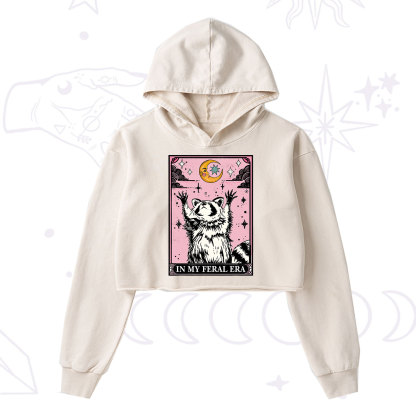 Purplehecate The In My Feral Era Tarot Raccoon Washed Cropped Hoodie