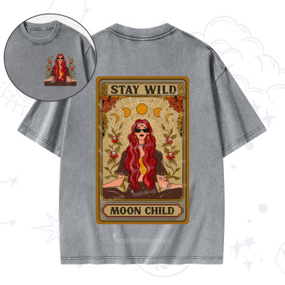 Purplehecate The Stay Wild Moon Child Oracle Card Washed T-Shirt