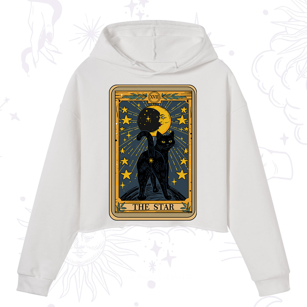 Purplehecate The Star Tarot Cat Crop Hoodie