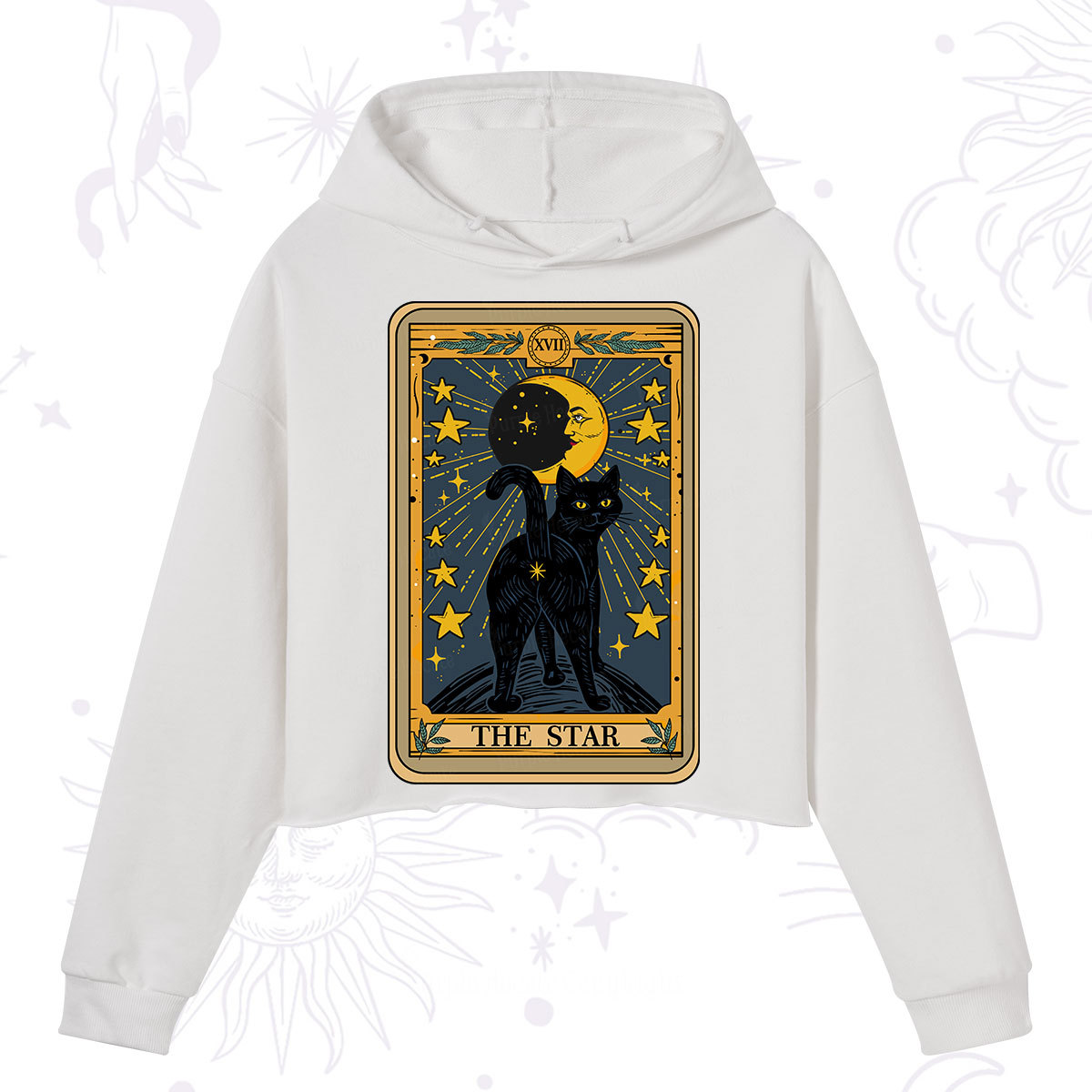 Purplehecate The Star Tarot Cat Crop Hoodie
