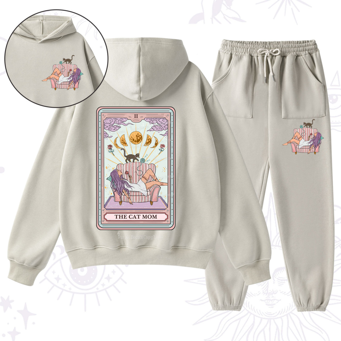 Purplehecate The Cat Mom Tarot Fleece Hoodie Suit