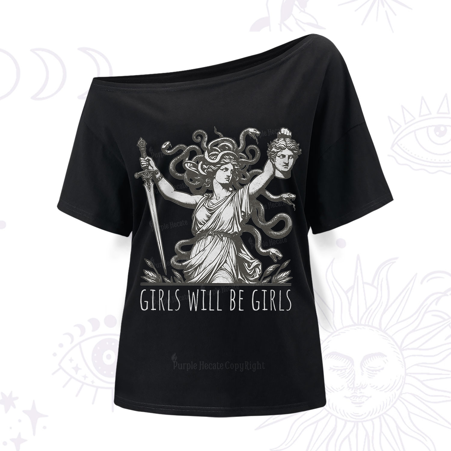 Purplehecate Girls Will Be Girls Medusa One Shoulder T-Shirt
