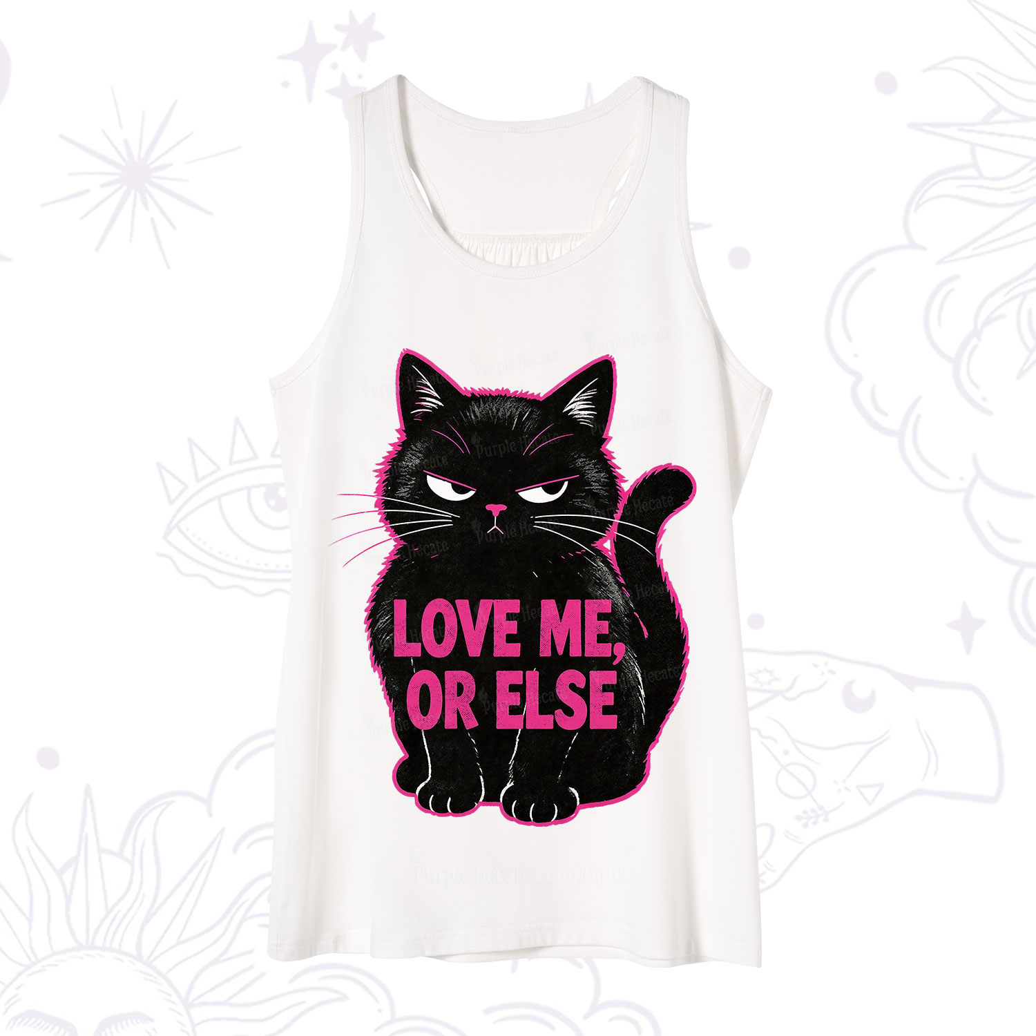 Purplehecate Grumpy Black Cat Love Me or Else Tank