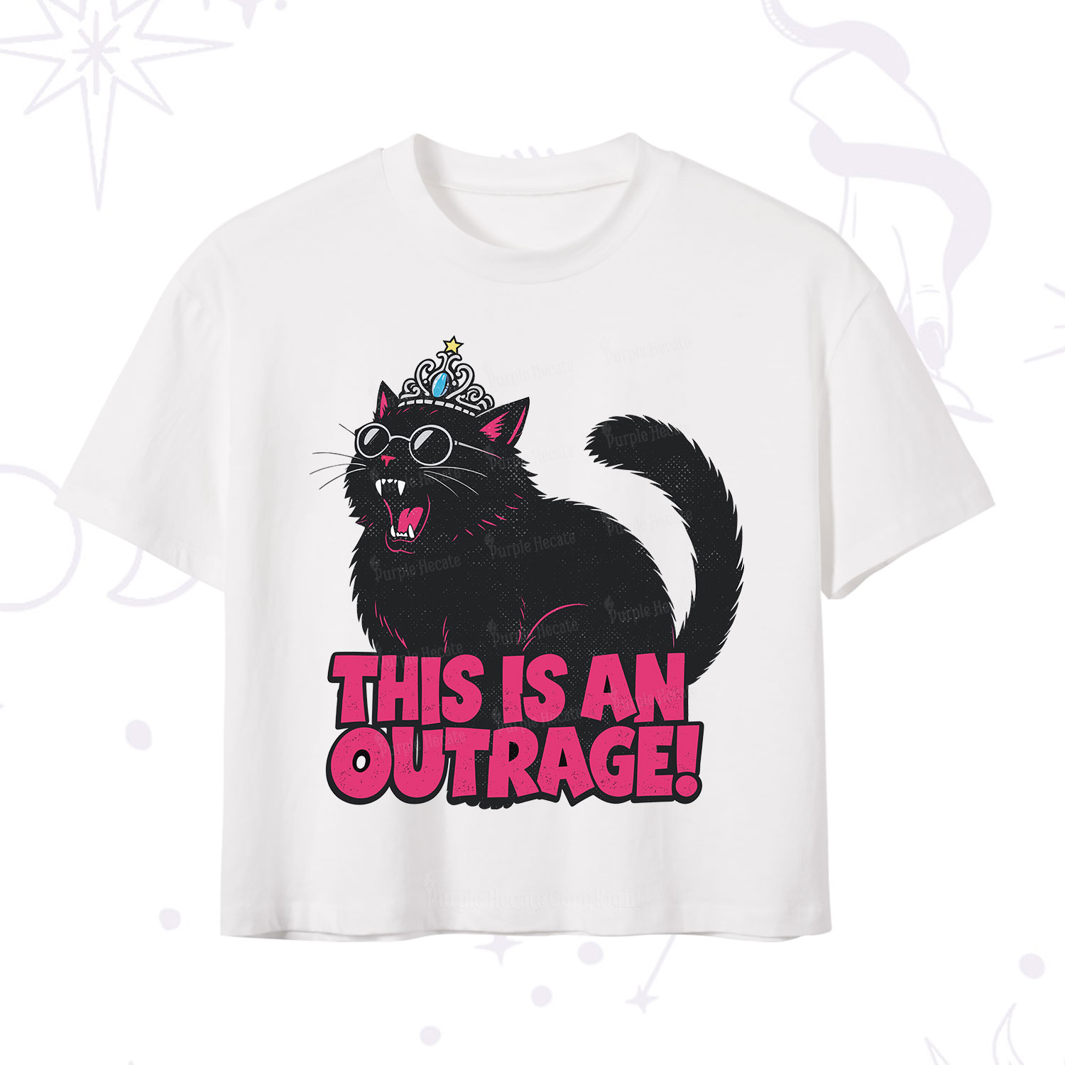 Purplehecate This is an outrage Princess Cat Crop T-Shirt