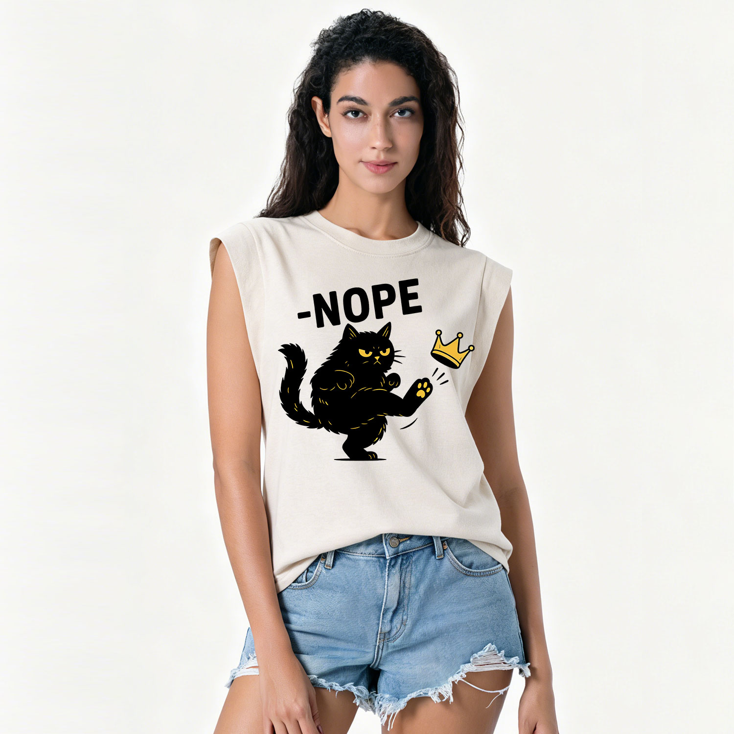 Purplehecate No Kings Black Cat Vintage Washed Tank