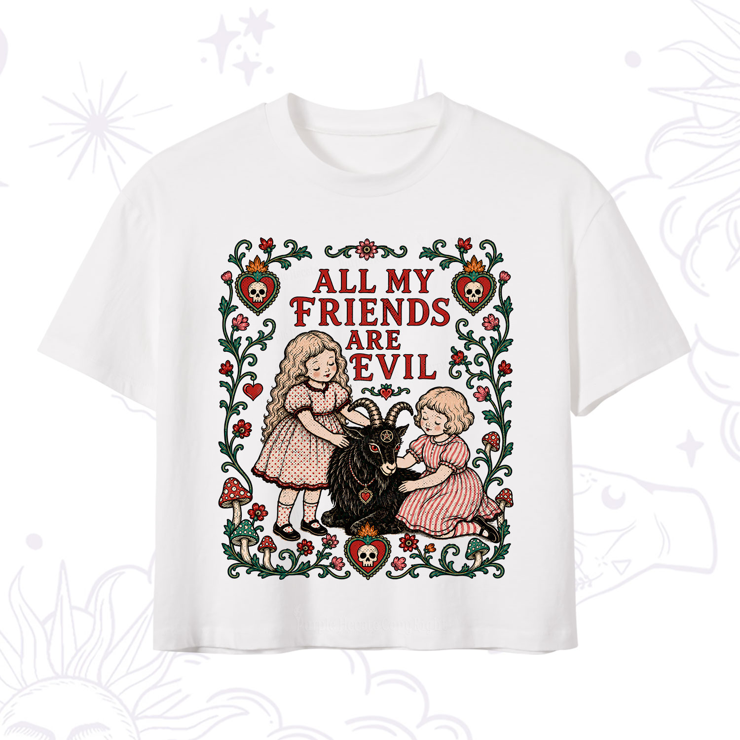 Purplehecate All My Friends Are Evil Crop T-Shirt