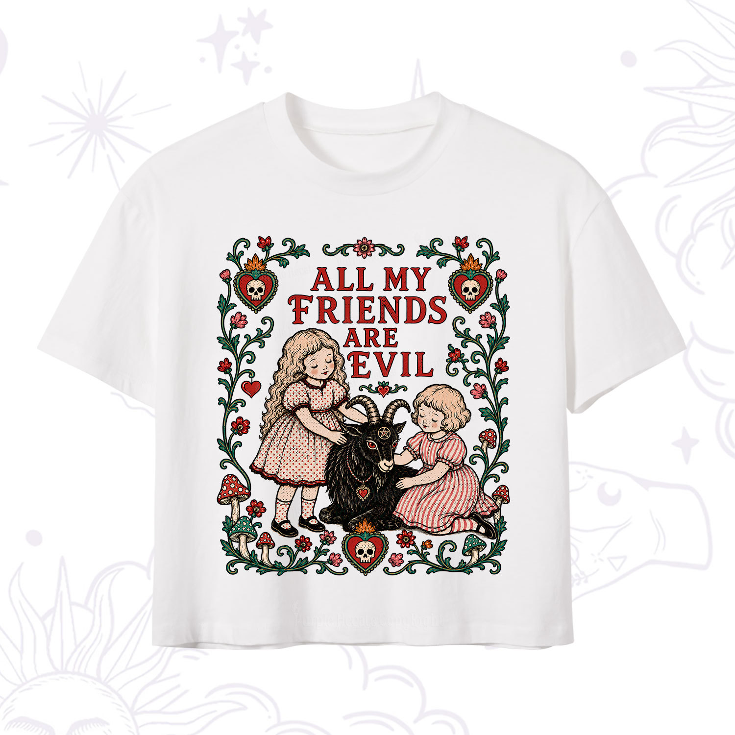 Purplehecate All My Friends Are Evil Crop T-Shirt