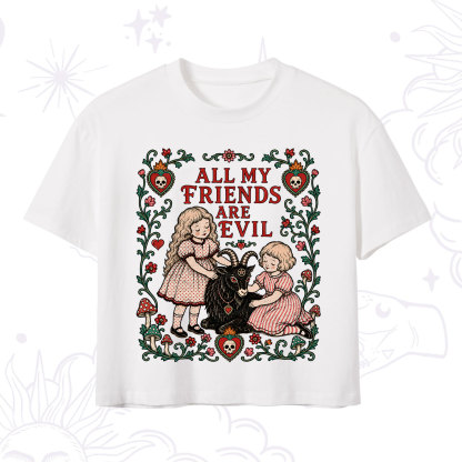 Purplehecate All My Friends Are Evil Crop T-Shirt