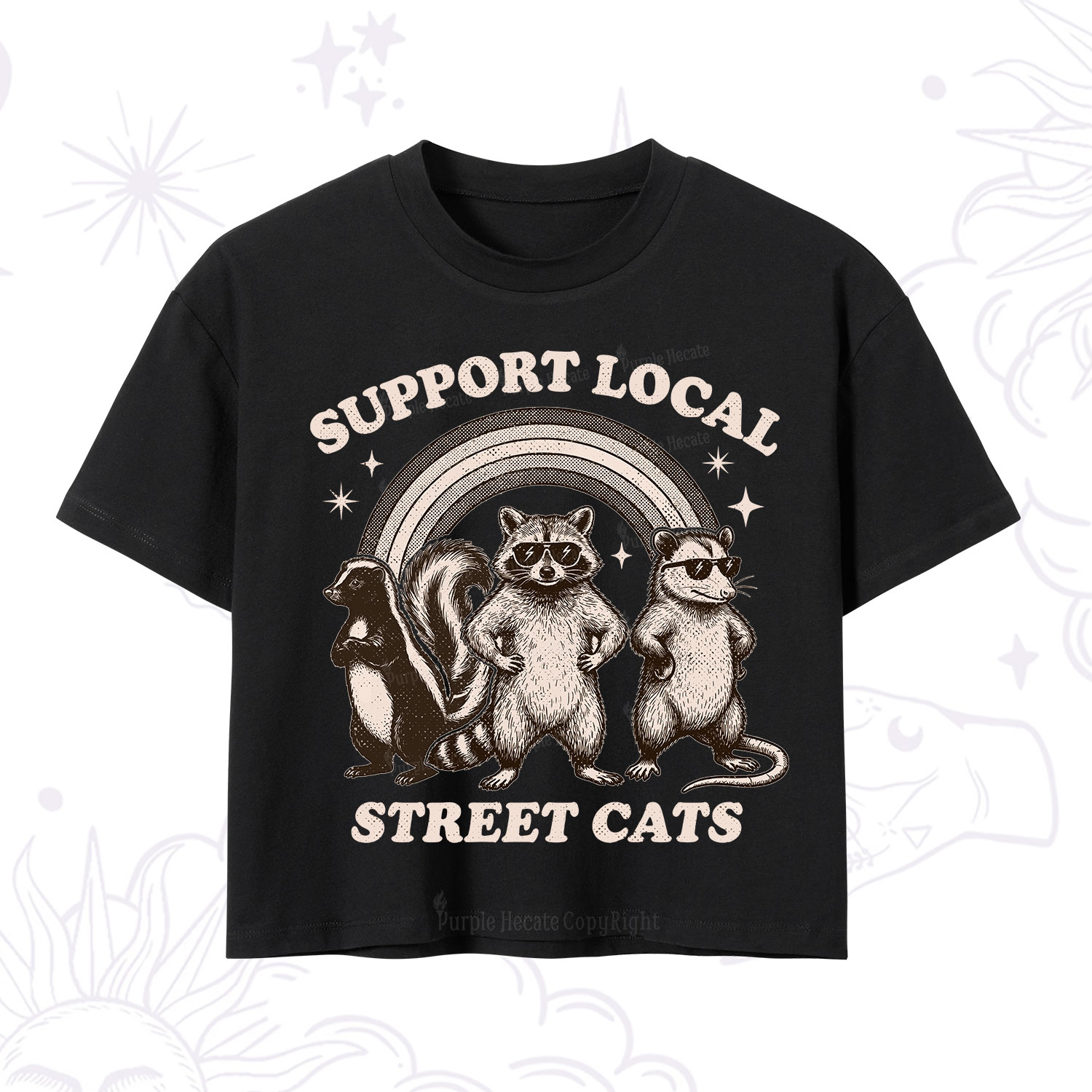 Purplehecate Support your local street cats Crop T-Shirt