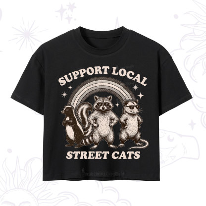 Purplehecate Support your local street cats Crop T-Shirt