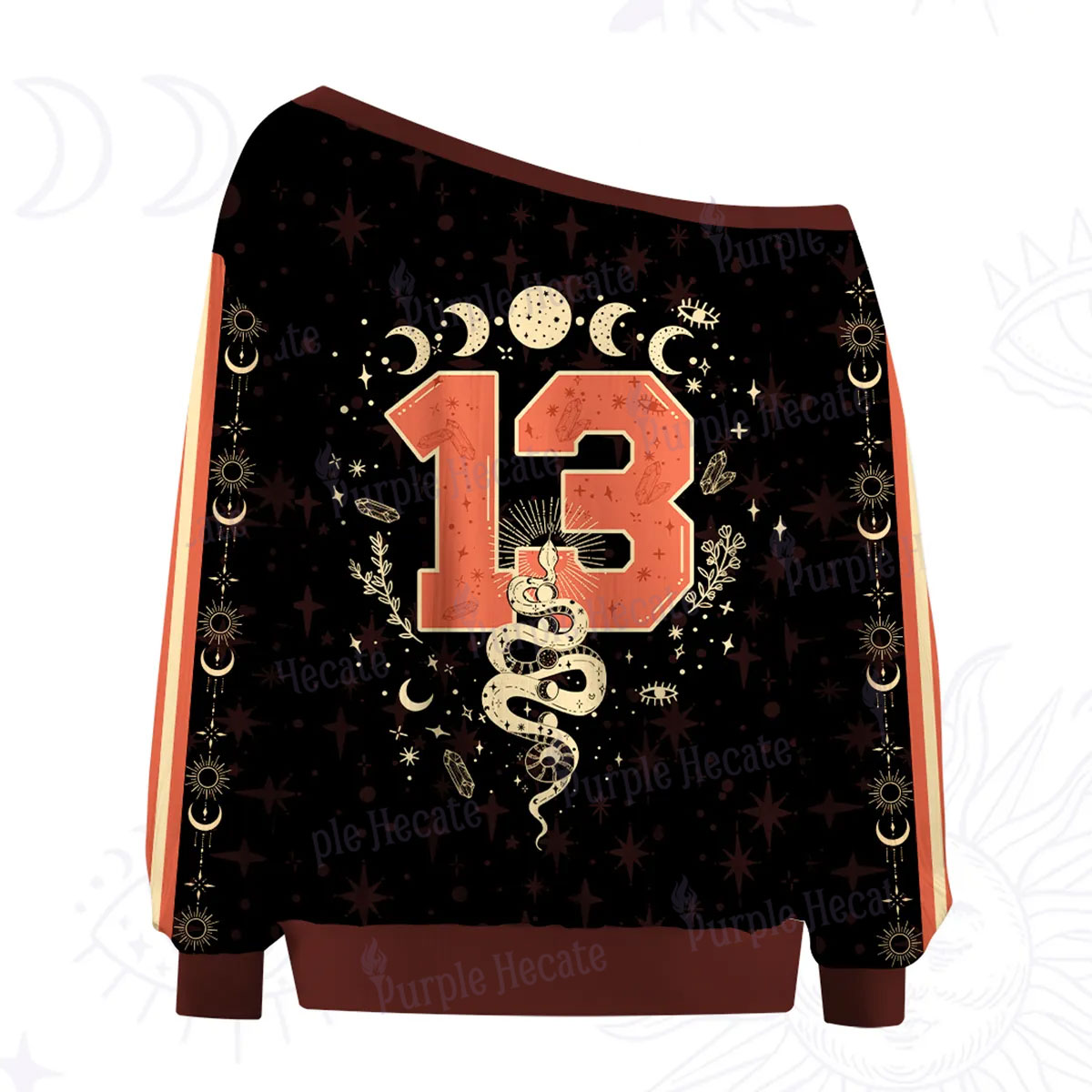 Purplehecate Mystical Moon Phases Snake Off The Shoulder Graphic Jersey