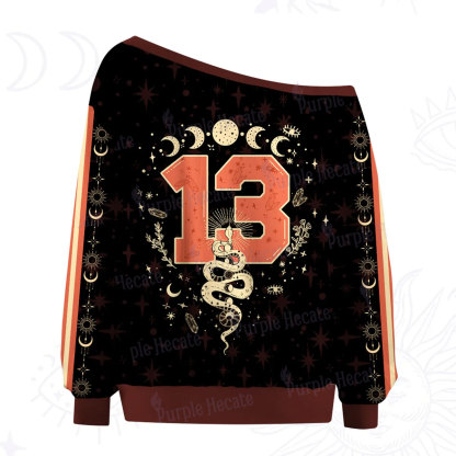 Purplehecate Mystical Moon Phases Snake Off The Shoulder Graphic Jersey