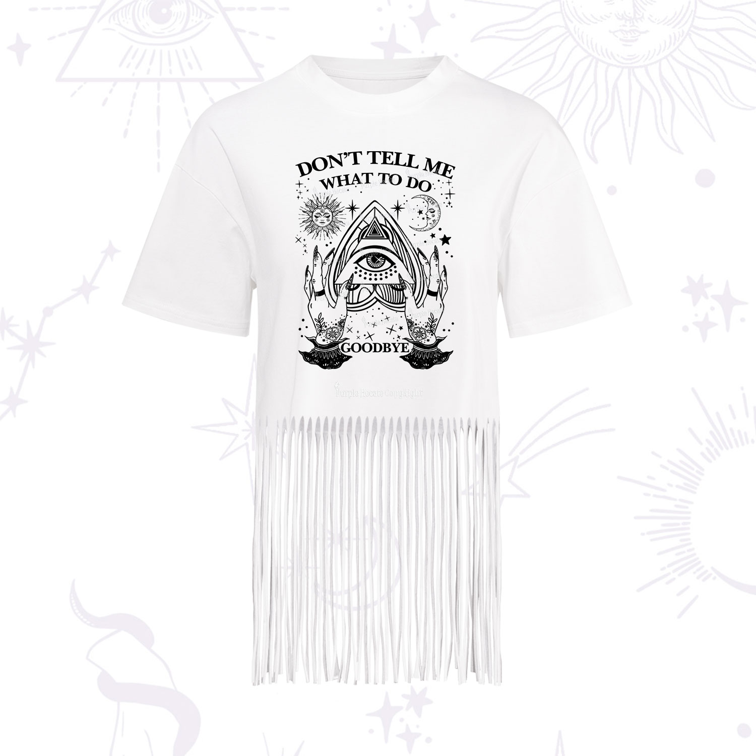 Purplehecate Don't Tell Me What To Do Witch Planchette Eye Fringe Hem T-Shirt