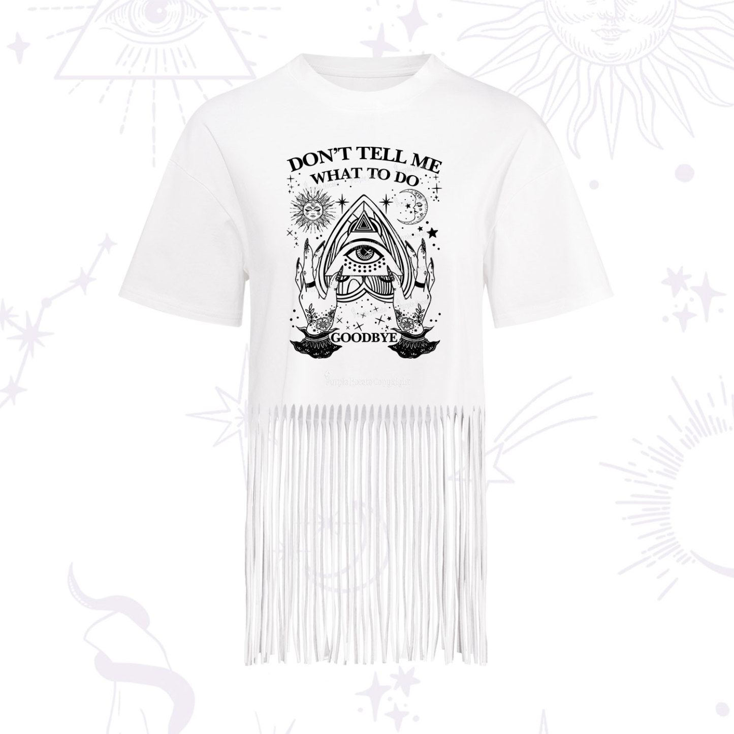 Purplehecate Don't Tell Me What To Do Witch Planchette Eye Fringe Hem T-Shirt