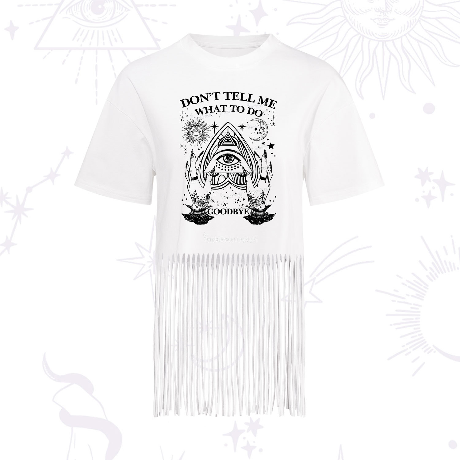 Purplehecate Don't Tell Me What To Do Witch Planchette Eye Fringe Hem T-Shirt
