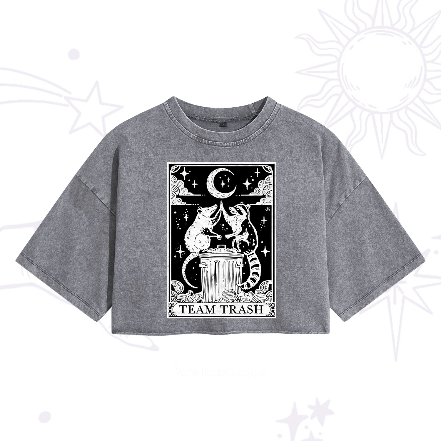 Purplehecate The Team Trash Tarot Washed Cropped T-Shirt