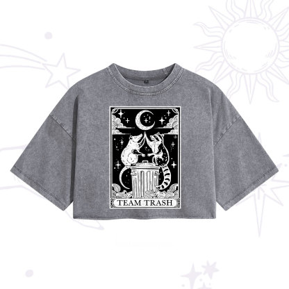 Purplehecate The Team Trash Tarot Washed Cropped T-Shirt