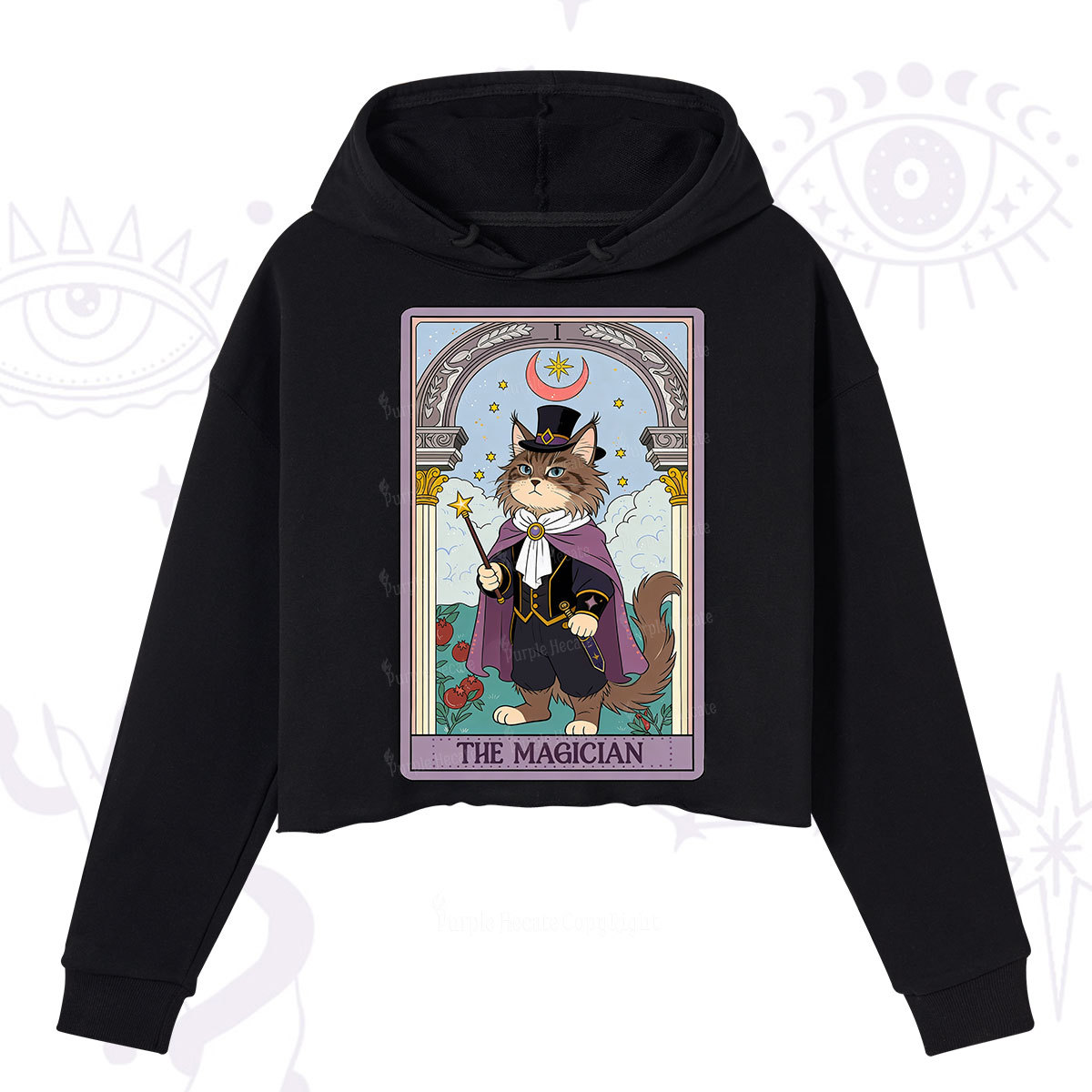 Purplehecate The Magician Cat Tarot Crop Hoodie