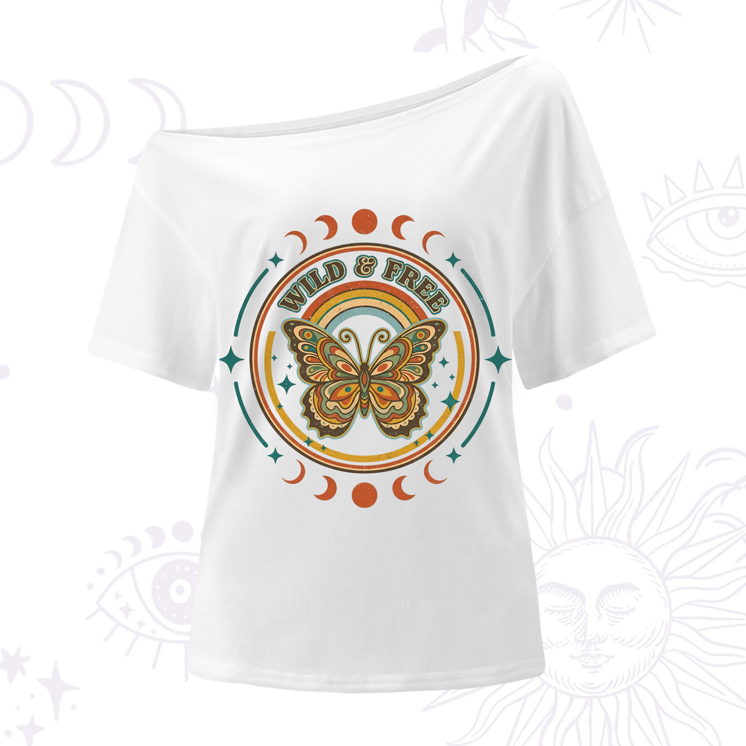 Purplehecate Wild?And?Free?Butterfly One Shoulder T-Shirt