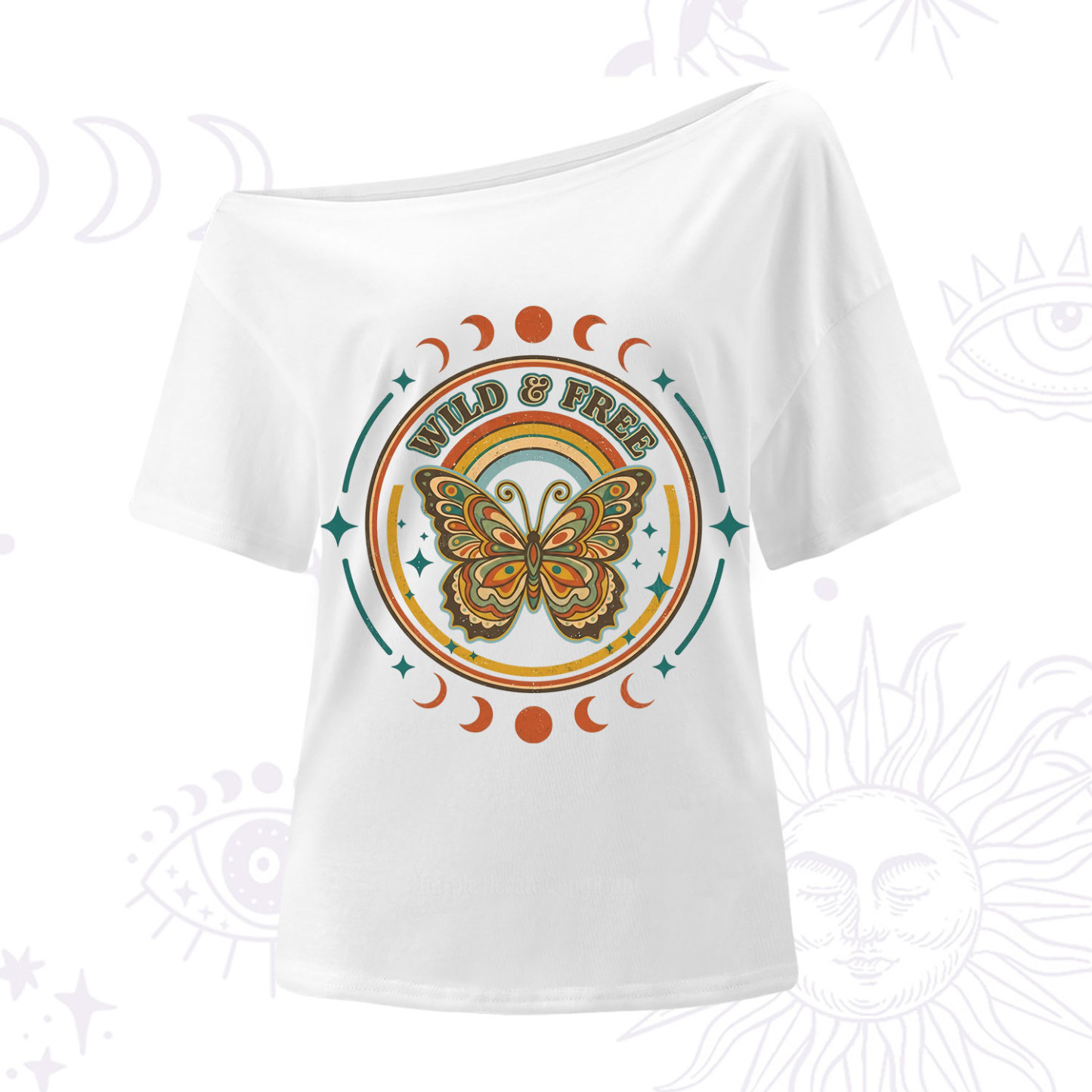 Purplehecate Wild?And?Free?Butterfly One Shoulder T-Shirt