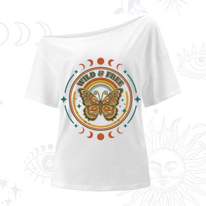 Purplehecate Wild?And?Free?Butterfly One Shoulder T-Shirt