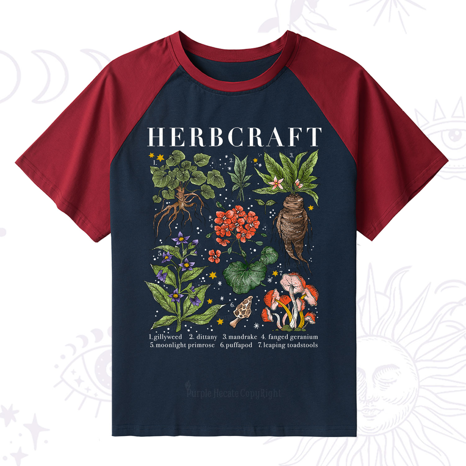 Purplehecate Magical Herbcraft Raglan Short Sleeve T‑Shirt