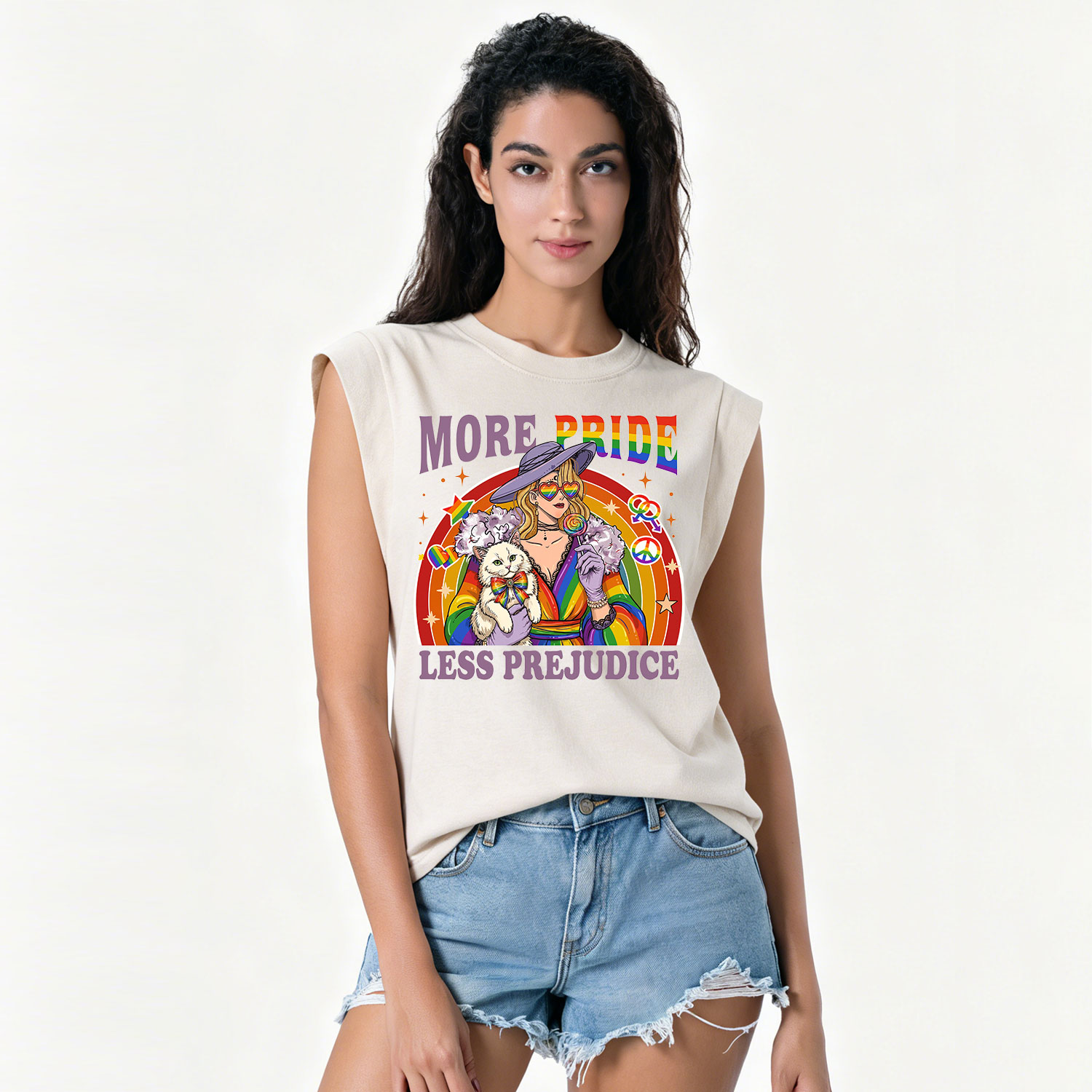 Purplehecate More Pride Less Prejudice Rainbow Vintage Washed Tank