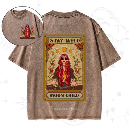 Purplehecate The Stay Wild Moon Child Oracle Card Washed T-Shirt